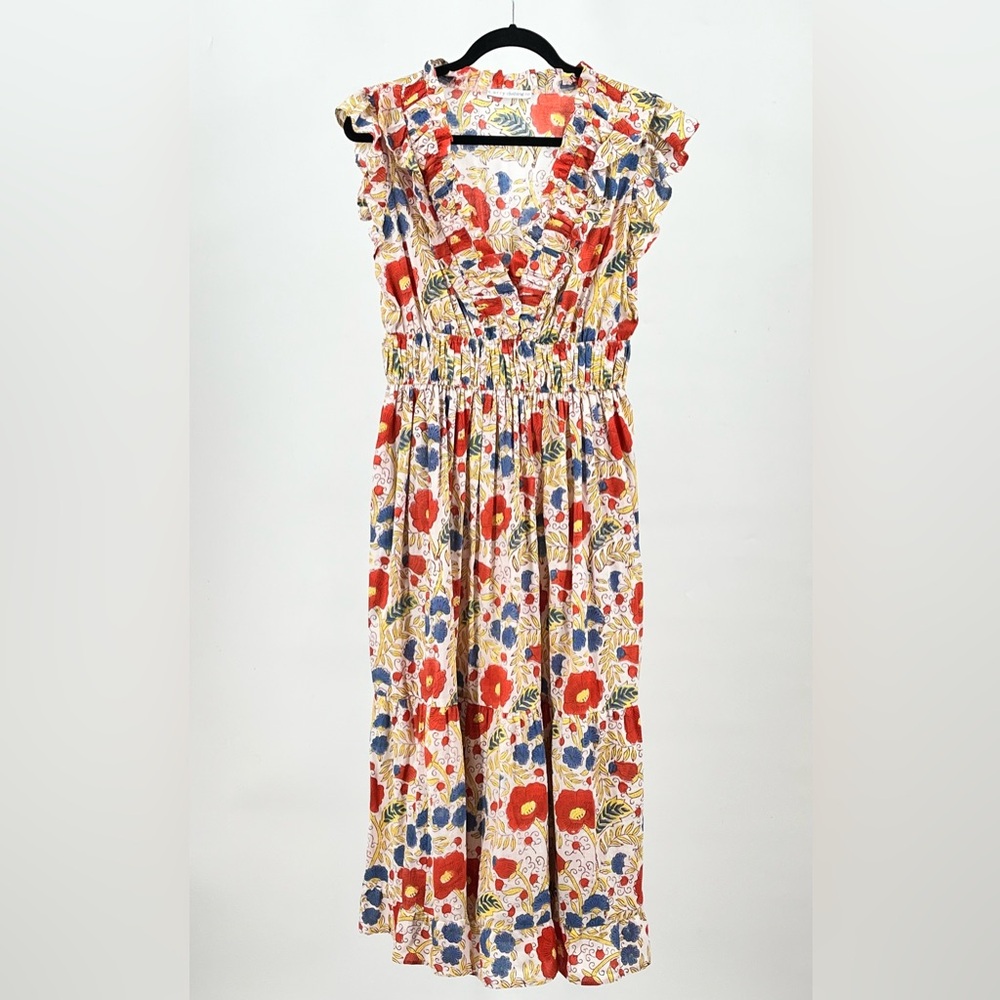 Floral Print Dress in Red and Blue